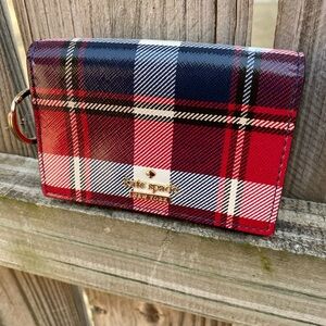Kate Spade Red and Navy Plaid Wallet
